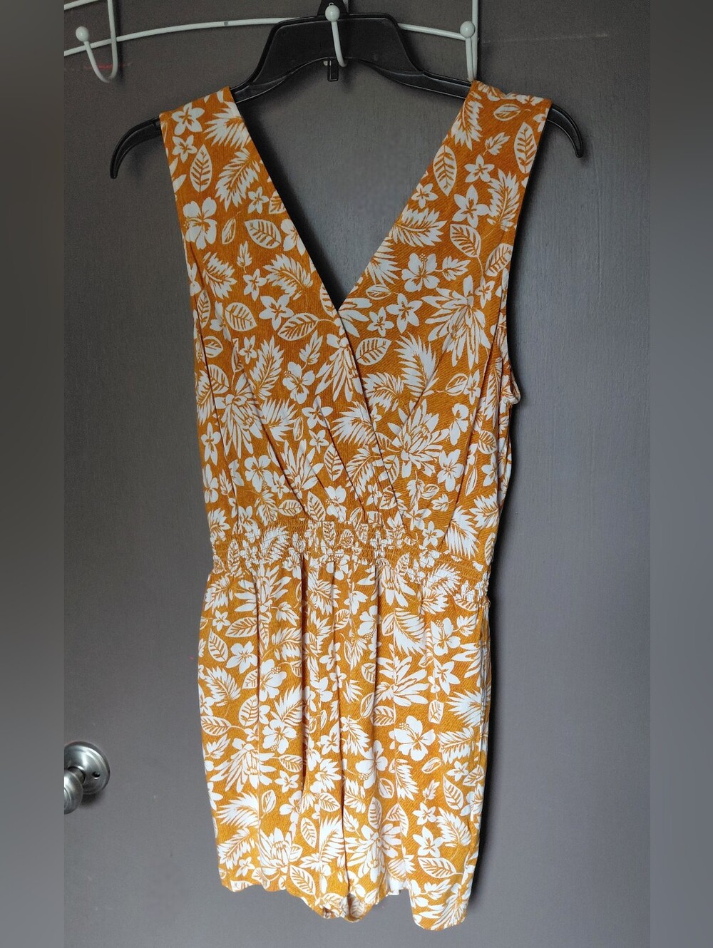 Fortune + Ivy vibrant mustard and ivory floral romper